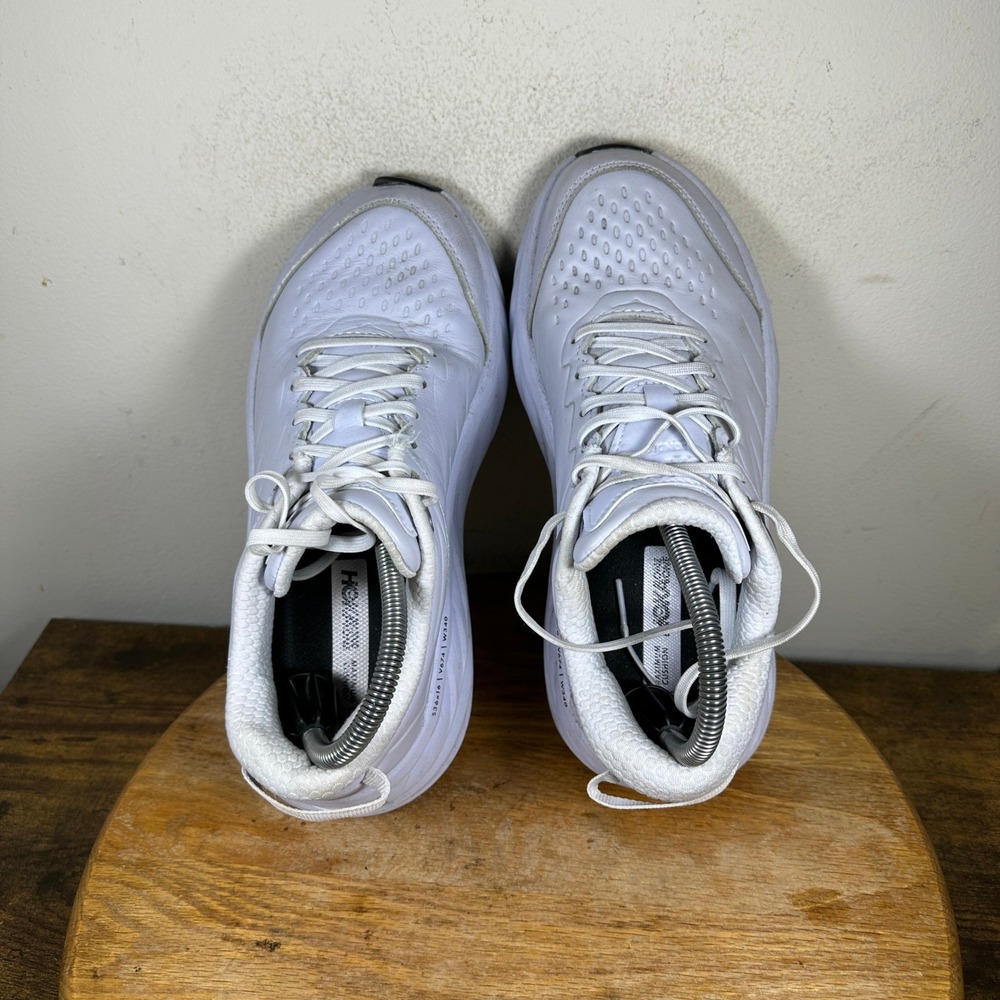 Hoka One One Bondi SR Women's White Leather Slip Resistant Shoes Size 9 - Picture 2 of 9